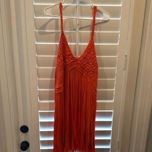 Chic Orange Fringe Dress